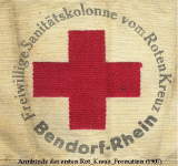 Armbinde der seit 1907 selbstndigen freiwilligen Sanittskolonne vom Roten Kreuz in Bendorf