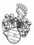 Das Wappen derer von Reiffenberg mit den Ohren als Helmzier und der Bank auf dem Schild.