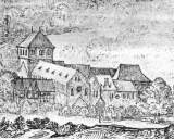 Die Abtei Sayn um 1640, noch mit dem ursprnglichen Vierungsturm
