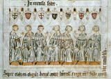 Die 7 Kurfrsten. Miniatur aus der Bilderchronik Heinrich VII. (Balduineum)